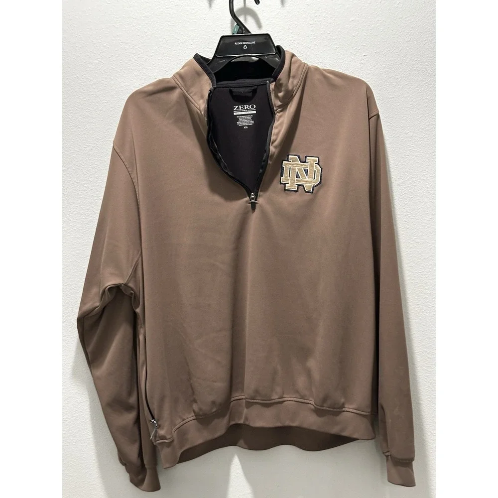 Zero Restriction Notre Dame Fighting Irish Quarter Zip Pullover Brown XXL Golf